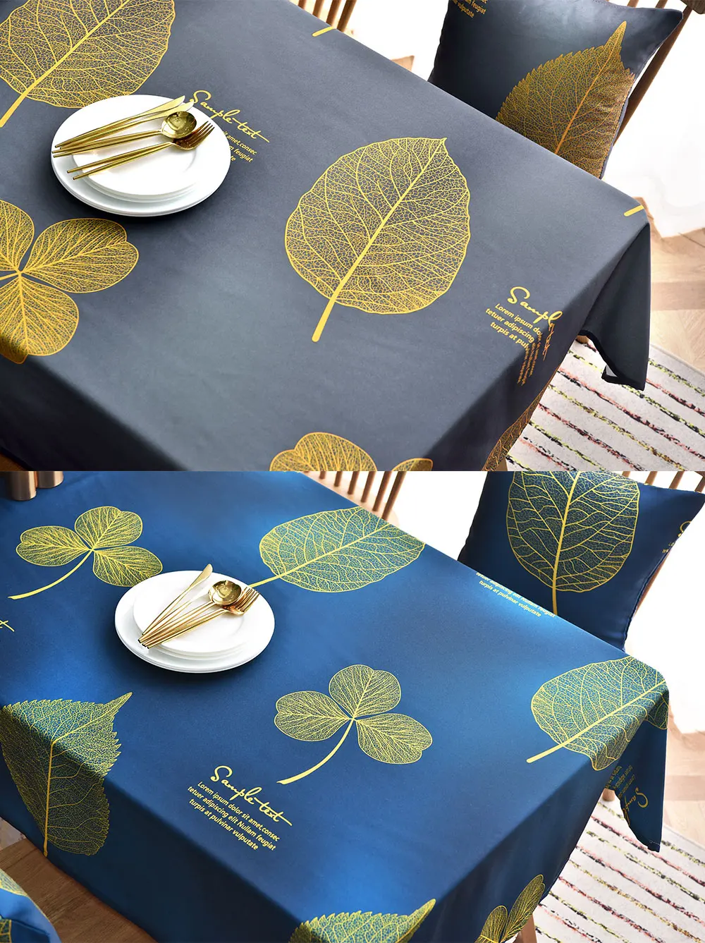 MENGERMEI роскошные золотые скатерти с узором "Листья" Лидер продаж водонепроницаемый маслостойкий растительный чай скатерть для столовой вечерние скатерти