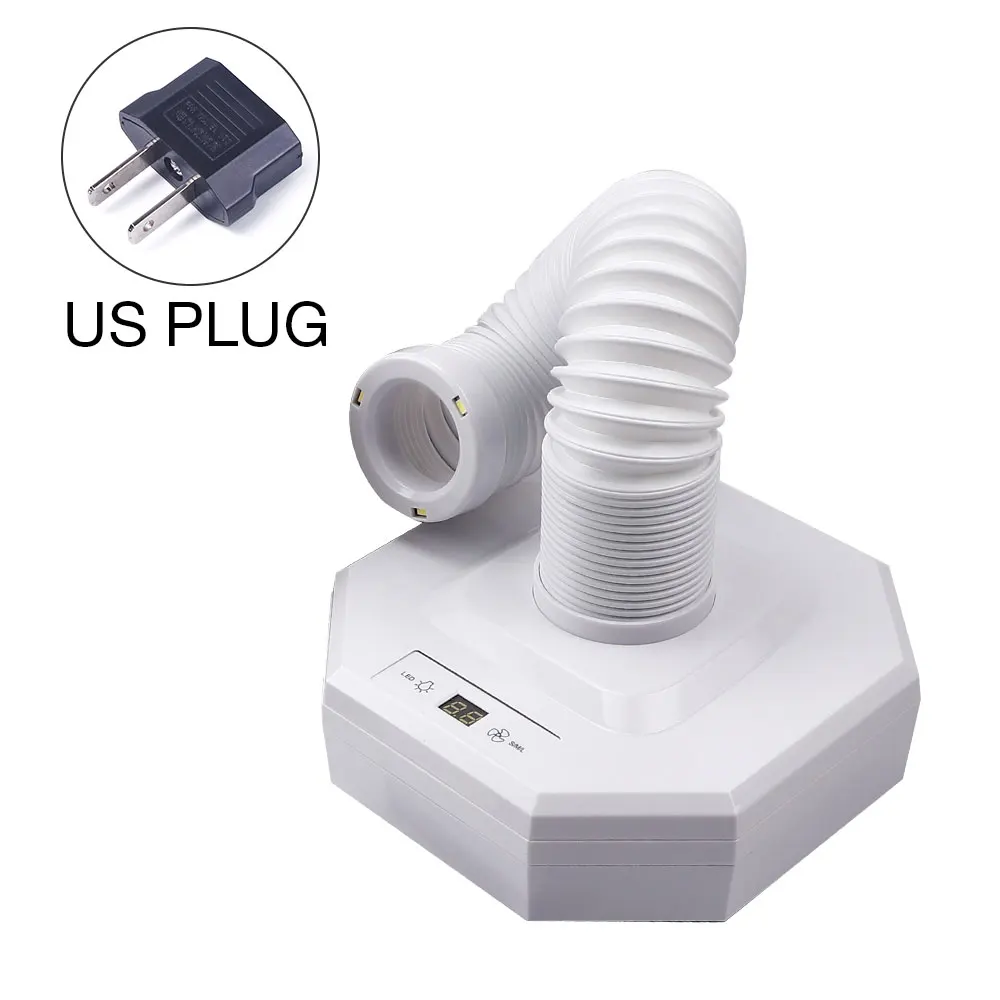 US PLUG (100-110V) 60 Вт ногтей пылесборник пылесос для маникюра, всасывает пыль очиститель 3 светодиодный свет выдвижной коленчатый ногтей пылесборник - Цвет: US PLUG (100-110V)
