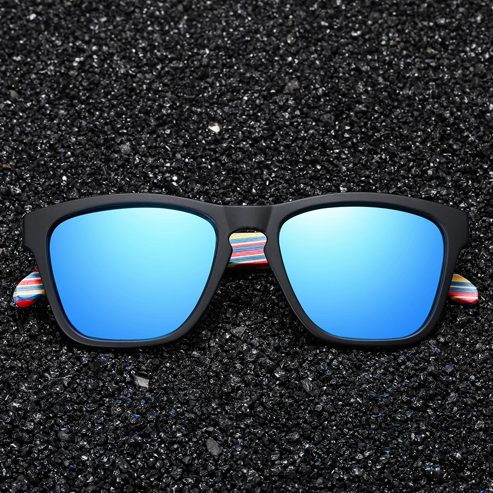 GM Brand Natural Wooden Temples With Black Frame Sunglasses Women Man Polarized Steampunk Sun Glasses Dropshipping OEM