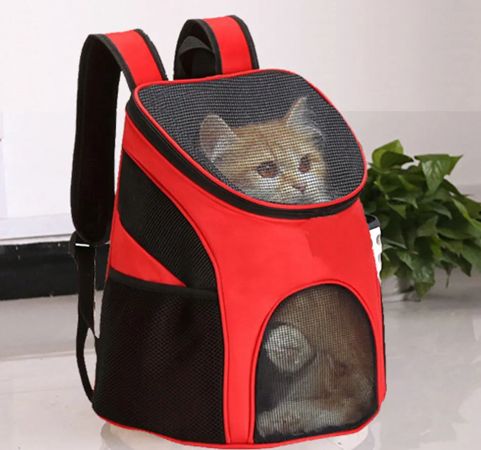 Portable Cat Carrier Dog Pet Backpack Large Space Gridding Breathable Window Travel Pet Puppy Carries Foldable Small Dog Cat Bag-103
