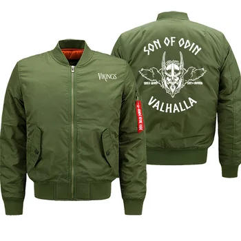 

Son Of Odim Valhalla Hot Sale Winter Vintage Print Jackets Men Streetwear Bomber Military Casual Jacket Motorcycle Coat Thick