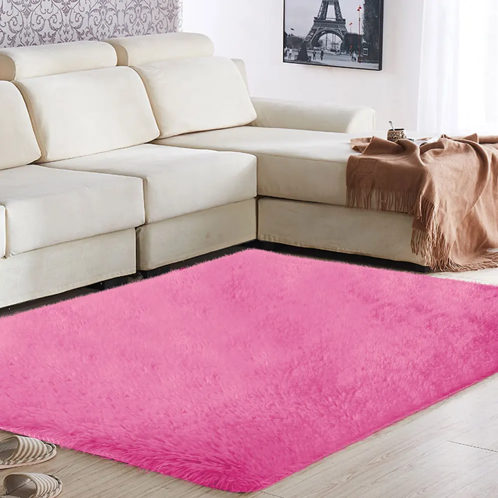 Rose red Красочный ковер пол дома столовая мат разноцветные полиэфирные волокна 140x70 см Площадь Ковер пушистые Коврики Спальня - Цвет: Rose red