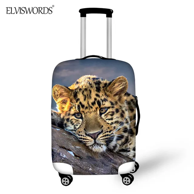 ELVISWORDS 3D животное лицо печати Лев волк тележка чехол защитные чехлы багажная крышка стрейч для 1"-32" аксессуары для путешествий - Цвет: CA5133L