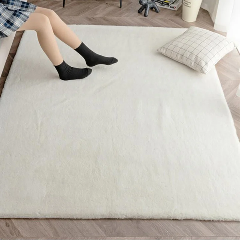 Plush Rug Furry White Faux Rabbit Fur Bedroom Rug Soft Fluffy Carpet For Living Room Nordic Children's Room Mat Shaggy Window Sill Cushion plush rug,decorative carpet,plush carpet,non slip carpet,kids carpet,shaggy rug pad