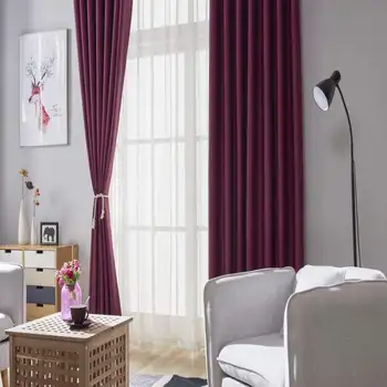 

Solid Color High Precision Curtain Black Silk Shading Environmental Protection Finished Curtain Project Curtain Shading Curtain
