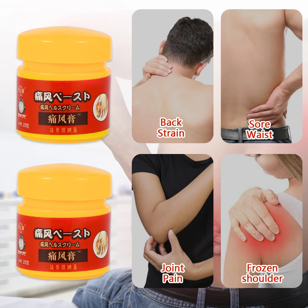 2Types Gout Treatment Cream Arthritis Rheumatism Ointment Muscle Joints Fingers Toes Swelling Pain Relief Herbal Medical Plaster