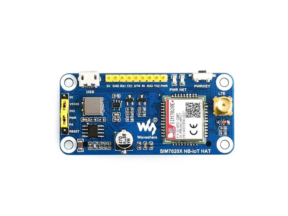 Waveshare NB-IoT HAT для Raspberry Pi, на основе SIM7020E, B1/B3/B5/B8/B20/B28 диапазонов, для Европы, Азии, Африки, Австралии