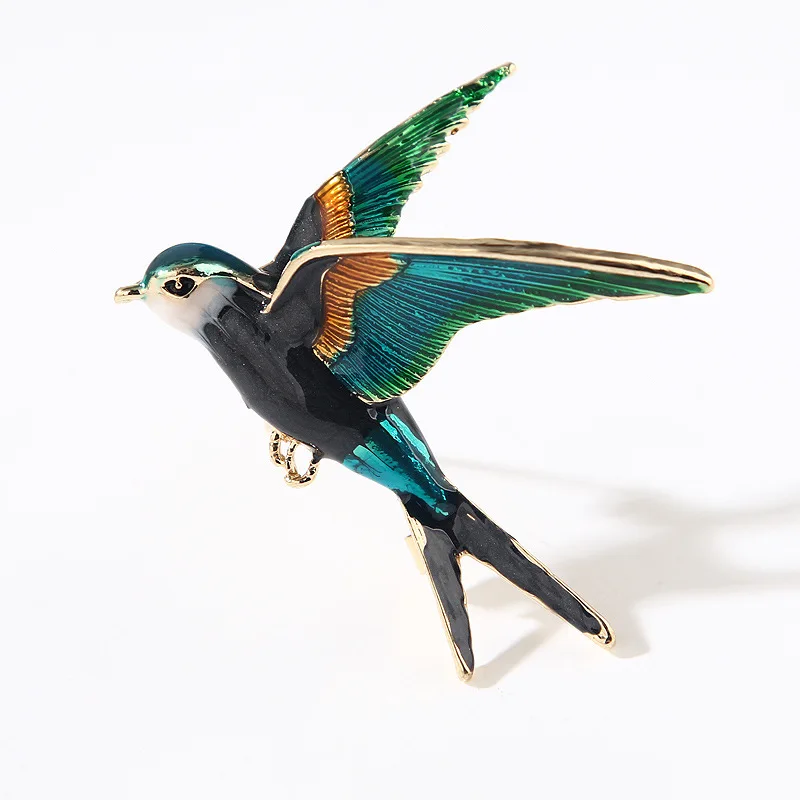 2021 New Fashion Enamel Flying Swallow Brooch Pins For Women Animal Bird Broche Jewelry Gift