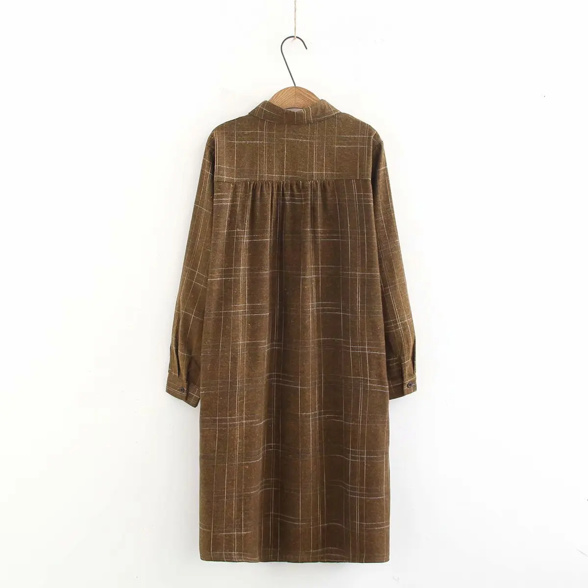

Plus size cotton plaid long women's shirt 2019 spring NIEUWE casual ladies blouse women's pockets loose shirts dress overview