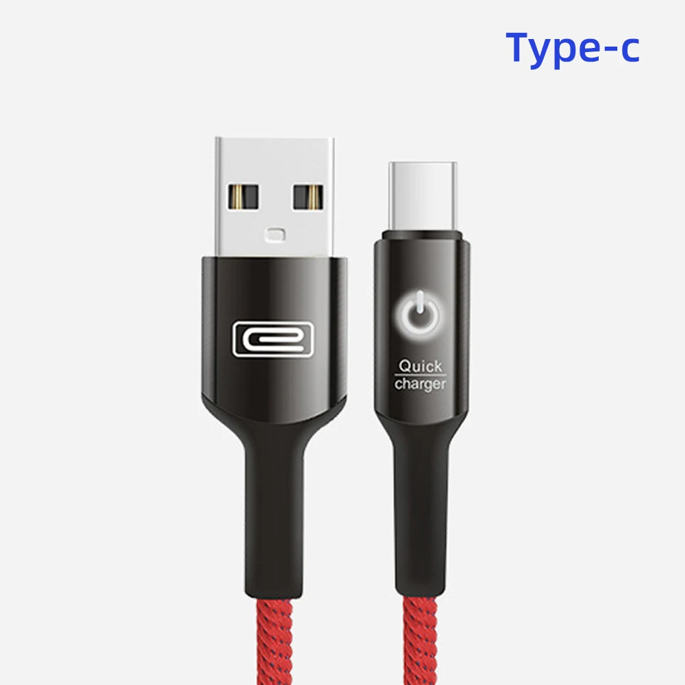 FDBRO быстрое зарядное устройство type-c кабель 3A Smart power Off usb type C кабель для samsung S10 S9 Note 9 Oneplus 6t 6 5T USB-C кабель usbc - Color: Red