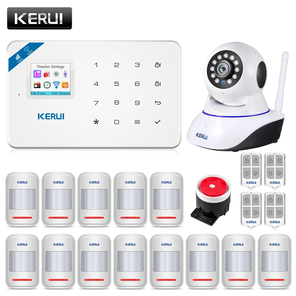 KERUI W18 Wireless WiFi GSM Alarm System Home Security Burglar Alarm Android IOS APP Remote Control With PIR Sensor Kit