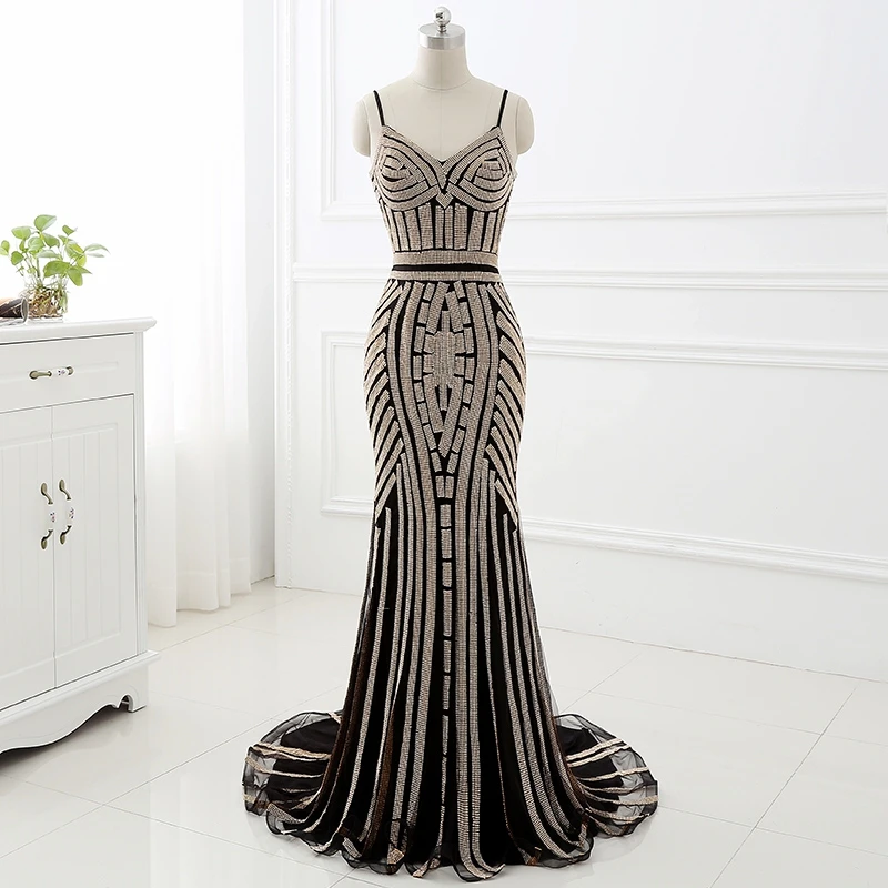 Robe De Soiree блестящие вечерние платья с кристаллами размера плюс длинные вечерние пикантные вечерние платья для выпускного с открытой спиной цвета шампанского ZD1060