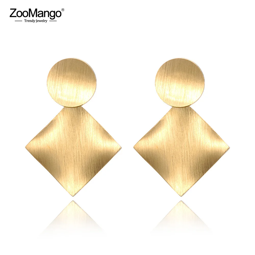 

ZooMango Trendy Frosted Surface Curved Geometry Stainless Steel Earrings For Women Gold & Silver Color Ear Jewelry ZE19003