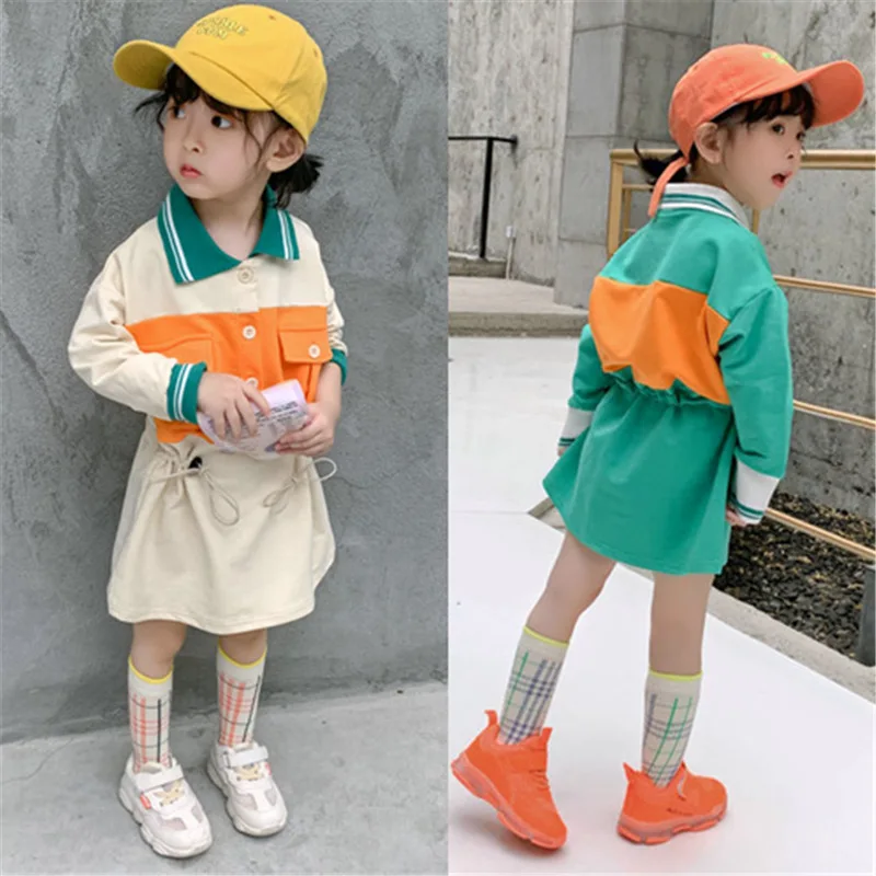 Новинка года; сезон весна-осень; платье для девочек с сочетающейся талией