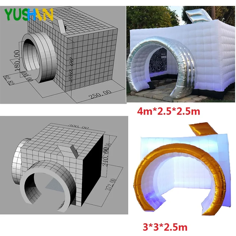 New Style Camera Shape Inflatable Photo Booth Inflatable Tent Wedding Booth Inside with LED lights for Wedding Advertising Party