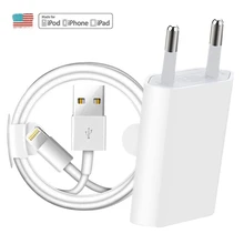 Комплект USB зарядное устройство+ usb зарядный кабель для iPhone 11 Pro XS Max XR X 6S 6 7 8 Plus 5S 5 EU/US дорожное настенное зарядное устройство s Кабели
