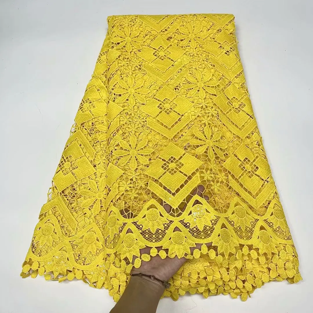 

Новейшая Высококачественная африканская кружевная ткань с блестками, африканский гипюр, нигерийская Водорастворимая кружевная ткань для женского вечернего платья