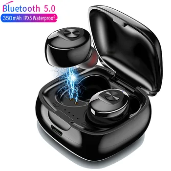 

TWS Wireless Headphones True Bluetooth 5.0 Earbuds IPX5 Waterproof Sports Earpiece 3D Stereo Sound Earphones with Charging Box