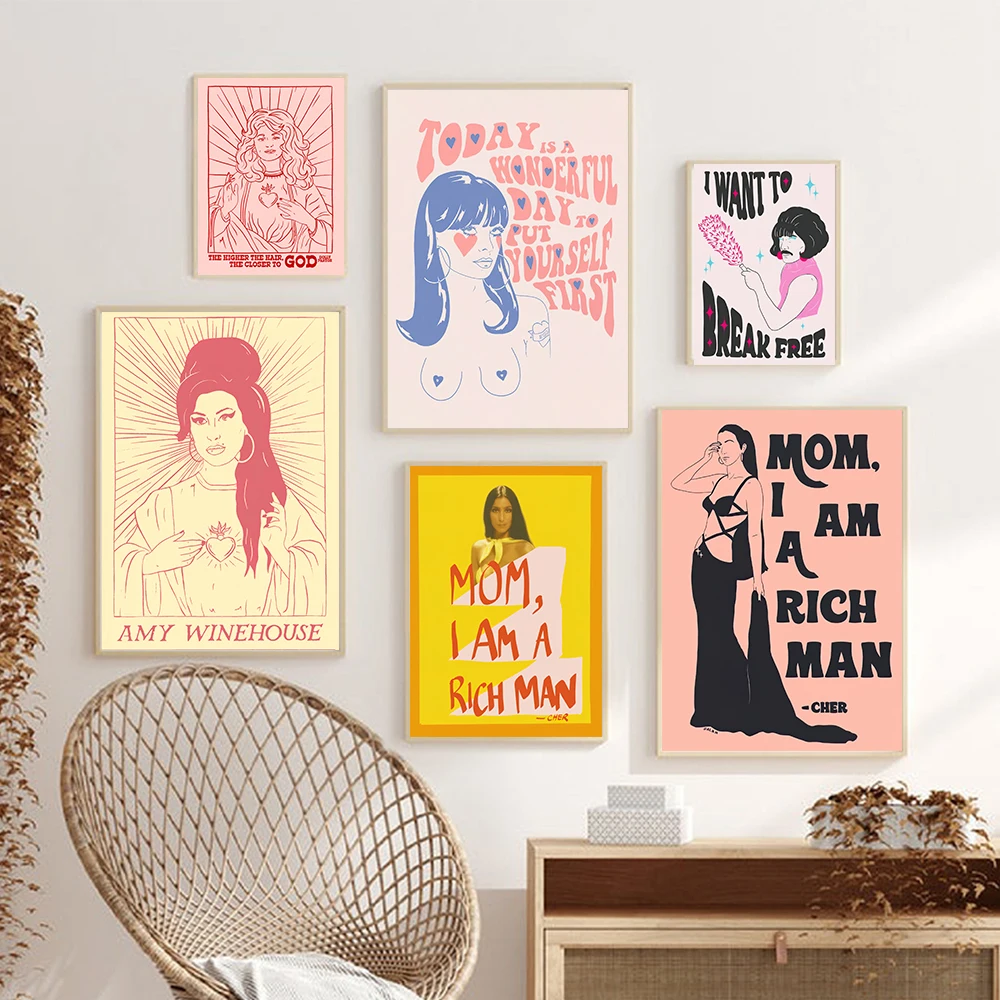 

Feminist Art Posters Vintage Canvas Painting Today Quote Prints Self Love Feminism Picture for Living Room Bedroom Home Decor