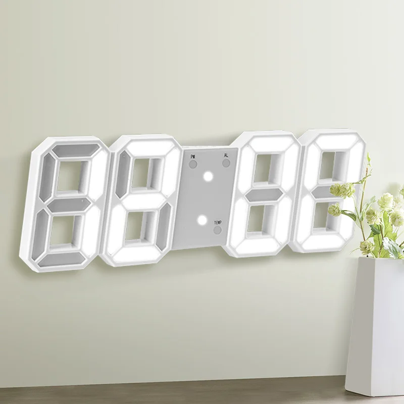 

Hot! 3D LED Wall Clock Modern Digital Wall Table Clock Watch Desktop Alarm Clock Nightlight Saat Wall Clock For Home Living Room