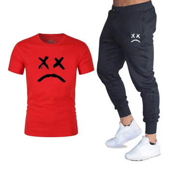 

Summer Hot Men's Sets New Print T Shirts+Pants Two Pieces Sets Casual Tracksuit Male Casual Tshirt Gyms Fitness Trousers