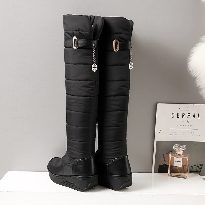 Snow Boots Ladies New Hot Women Boots Winter Ladies Flat Bottom Boots Shoes Over The Knee Thigh High Black Long Boots 35-44