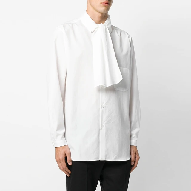 Camisas de costura de doble capa hombre, bufanda de algodón, camisas de manga otoño invierno, estilo estilista, nuevo|Camisas informales| - AliExpress