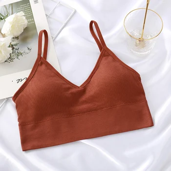 

Sports Bra Women Mini Vest Seamless Tube Top U-shaped Halter Strap Bra with Chest Pad XRQ88