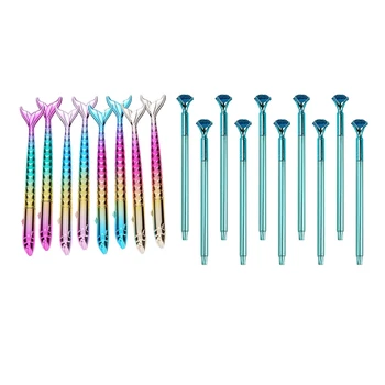 

10Pcs Black Ink Rollerball Pens with Cap,0.5mm Fine Point Gel Pens & 8x Gel Pens 0.5mm Black Ink Novelty Mermaid Design Writing
