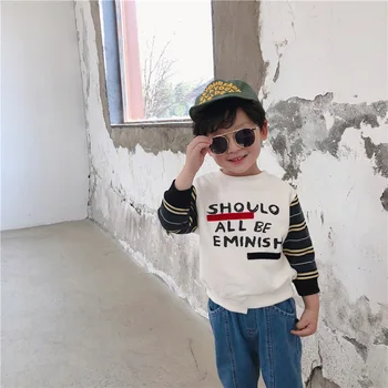 

2020 Korea style boys girls patchwork t-shirt spring cotton fashion kids boys sweatshirt 1-6t