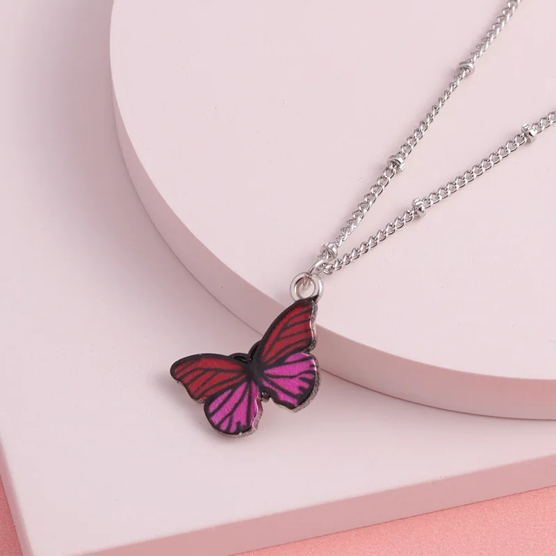 Bohemian Cute Blue Butterfly Choker Necklace for Women Clavicle (8)