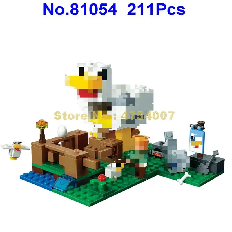 81054 211 шт мой мир курятник волк детские строительные блоки 21140 игрушки