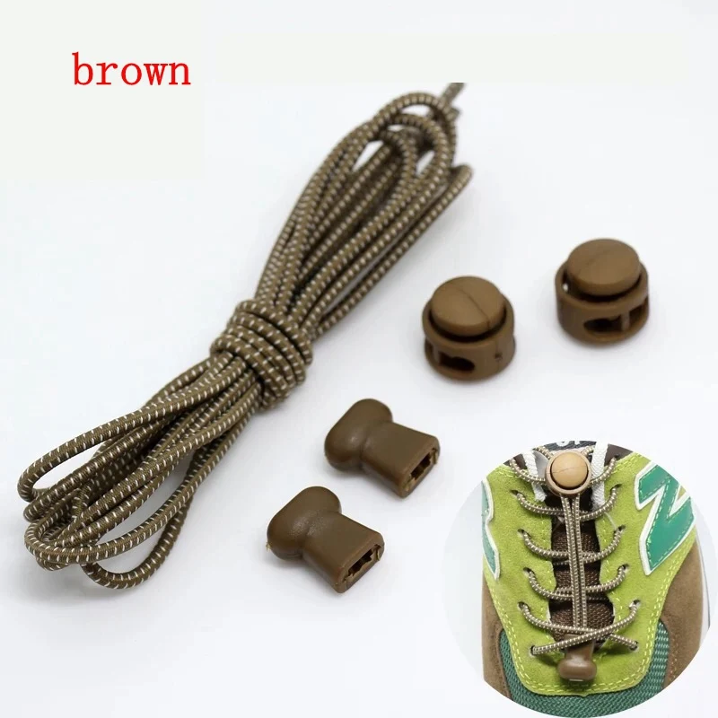 1 пара эластичных шнурков для обуви, круглые шнурки без завязок для детей и взрослых, быстросохнущие шнурки, резиновые кроссовки, шнурки, 22 цвета - Цвет: Brown