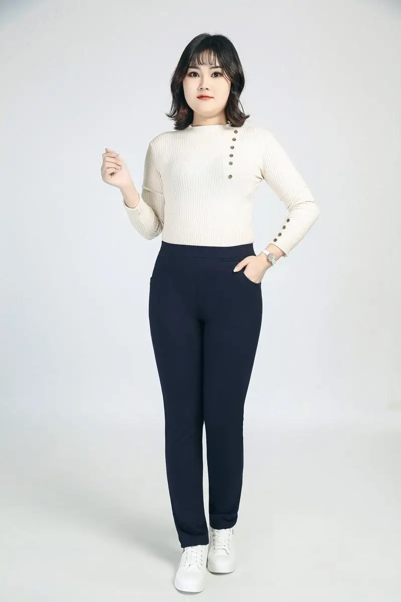 Зимние повседневные модные классические штаны для мам 7XL 8XL женские брюки большого размера Fatpantalon femme 9XL обтягивающие штаны с высокой талией