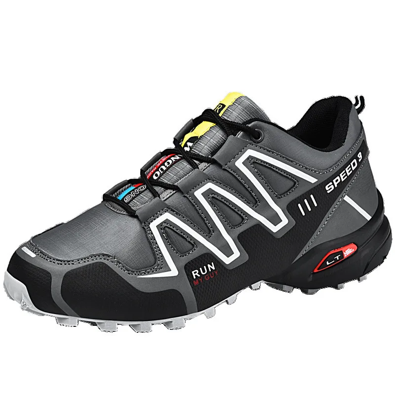 Bonjean/мужские кроссовки для бега на открытом воздухе; Мужская обувь для бега со скоростью 3 движения; сетчатая ткань; Мужская обувь оранжевого размера плюс 39~ 48 - Цвет: Black