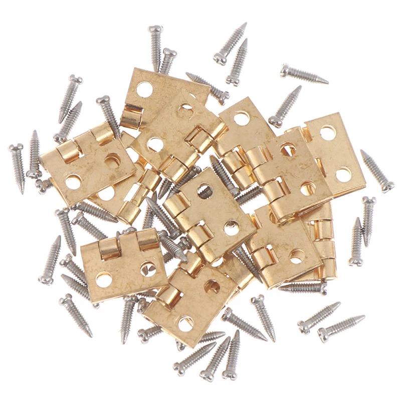 

12Set Mini Metal Hinge Golden for 1/12 House Miniature Cabinet Furniture Brass Hinge Dollhouse Miniature Cabinet Closet