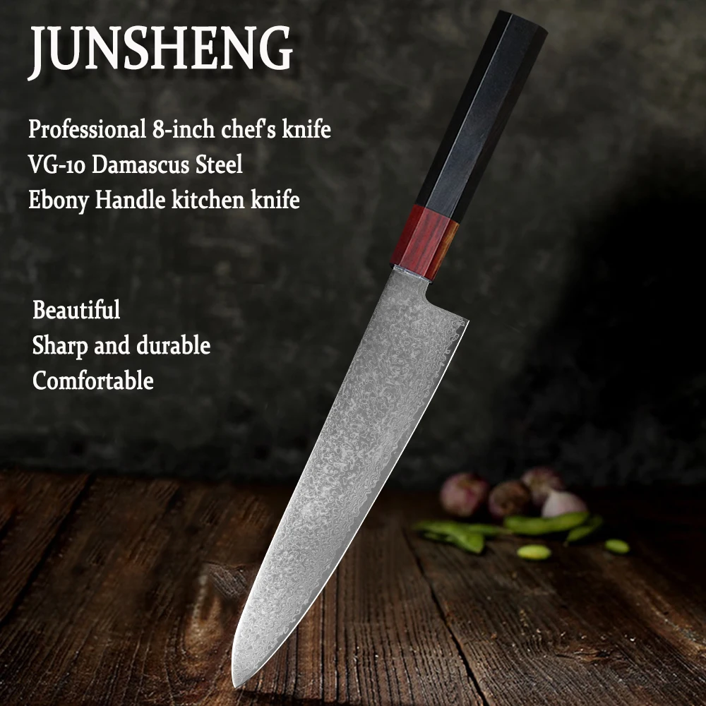 

Japanese Chef Knife 67 Layer Damascus Steel VG10 Ebony Octagonal Handle 8 Inch Sliced Cooking Sashimi Kitchen Knife Best Gift