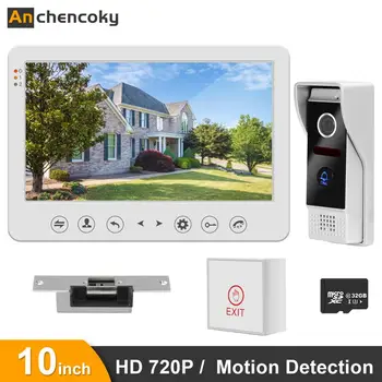 

Anchencoky 10inch Video Intercom 720P Call Panel with Cathode Lock Support Remote Unlock for Home Security Intercom Doorbell Kit