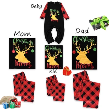

Oeak Family Christmas Pajamas Sets Plaid Family Look New Year Mommy and Me Son Father Winter Clothes Pijama Navidad Familia 2020