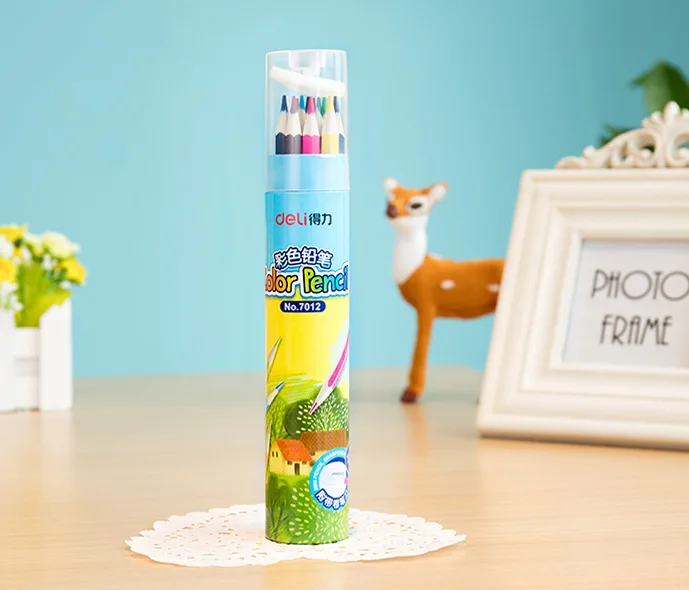 Deli 7012 цветной карандаш 12 цветов свинцовый детский карандаш для раскрашивания студентов цветной карандаш Карандаш для рисования