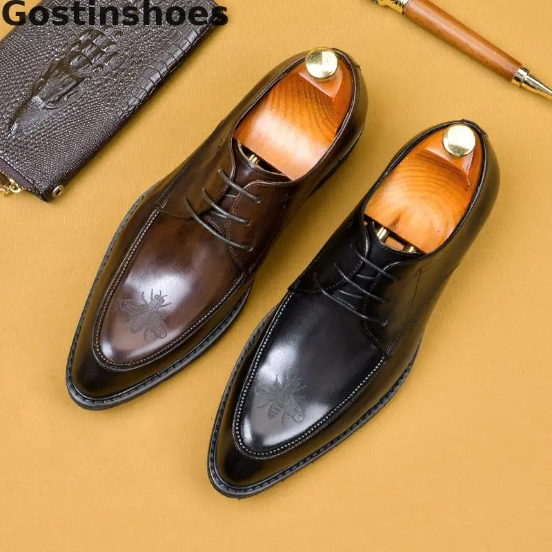 Мужские итальянские ботинки официальная обувь из натуральной кожи Мужская в