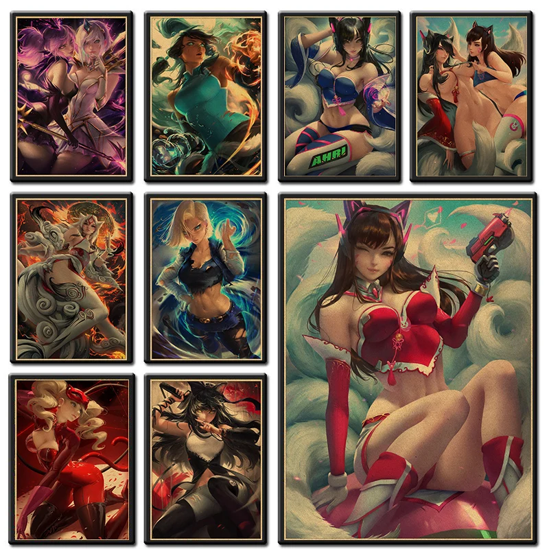 Sakimichan Prince Sidon Sexy Girl Wall Art винтажная Крафтовая Бумага плакат для дома декоративный