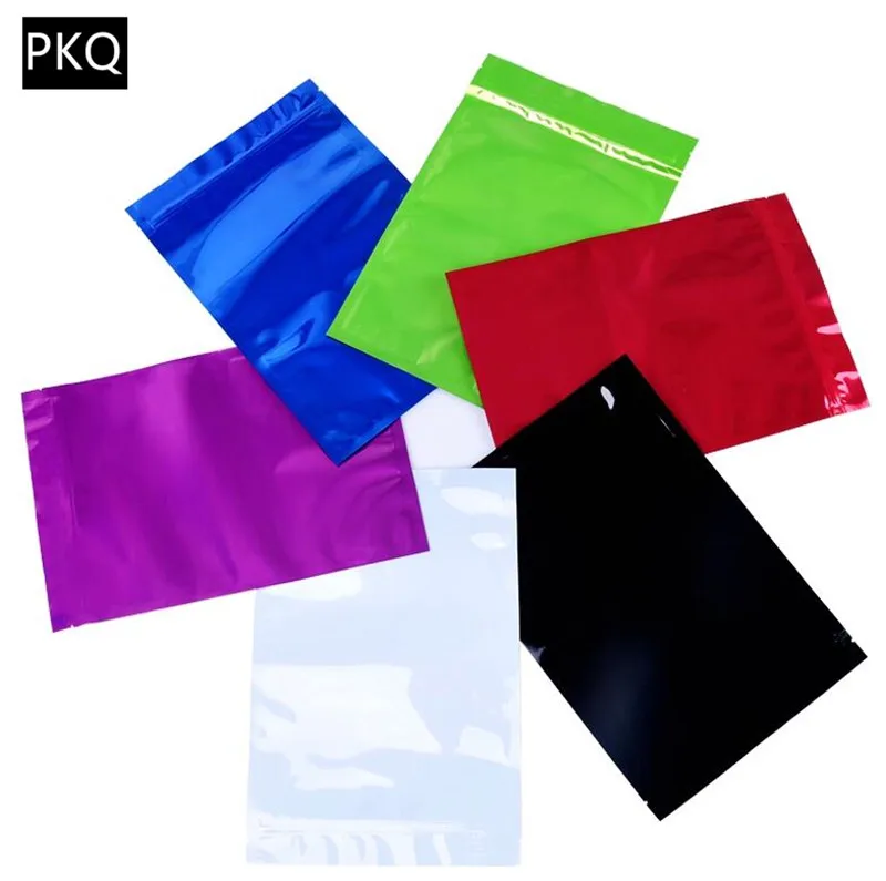 100pcs 6*8cm Colorful Zip lock Bags,Pure Aluminum Foil Zip lock Pouches
