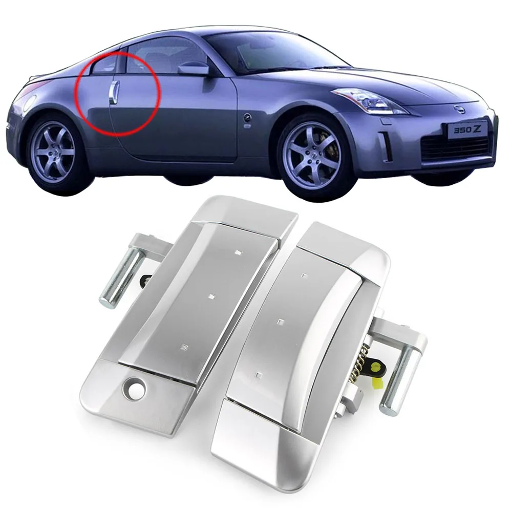 ECOTRIC New Black Outside Door Handles Driver & Passenger Outer Exterior for 2003-2009 Nissan 350Z 