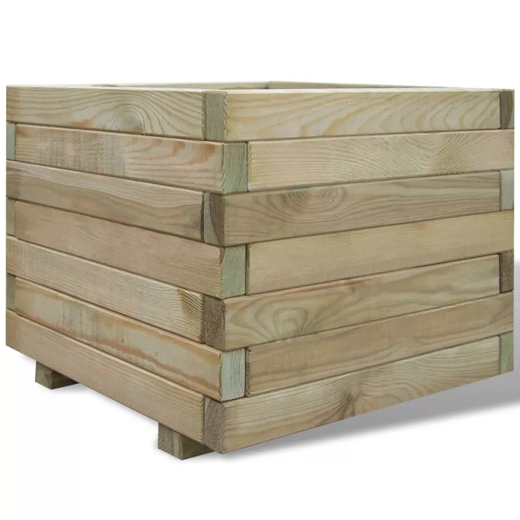 

VidaXL Rot-Resistant Planter 50x50x40 Cm FSC Wood Square Durable Sturdy Pine Wood Green Impregnate Wooden Material Planter