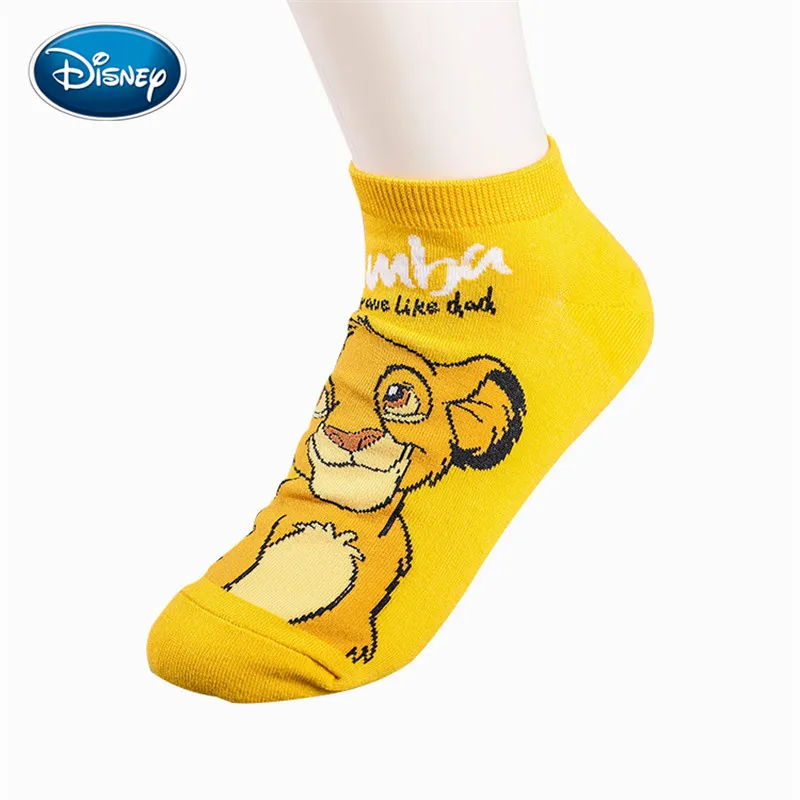 Disney 1pair Mickey Lion King Simba/Wild Boar/Aladdin Lamp God/Dumbo Socks Harajuku cartoon Print Funny sock Adult short Sock