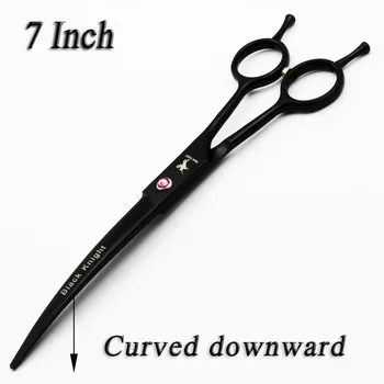 

7 Inch Hairdressing Scissors Professional Black Pet Grooming Scissors Barber Curved Downward Cutting Hair Shears for Dogs