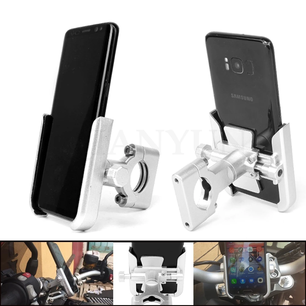 Universal Aluminum Motorcycle Phone Mount Adjustable Anti Shake Metal Bike Phone Holder for BAJAJ Benelli BJ600GS Vespa HYOSUNG