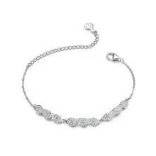 Браслет bisaer из натуральной 925 пробы серебряные ювелирные изделия для женщин простой подарок сверкающий Циркон женский классический дизайн серебро HVB017