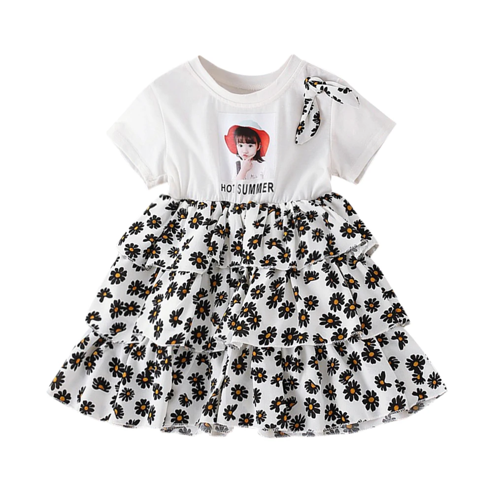 Girls Baby Ruffle Dress Lovely Chic Comfortable Leisure Children Kids Summer Daily Floral Print Patchwork Cake Dresses | Детская одежда